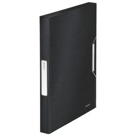   Gumis mappa, 30 mm, PP, A4, LEITZ "Style Jumbo", szaténfekete