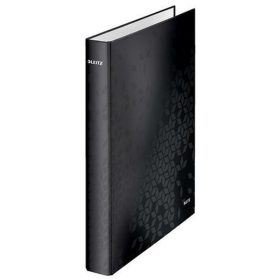   Gyűrűs könyv, 2 gyűrű, D alakú, 40 mm, A4 Maxi, karton, LEITZ "Wow", fekete