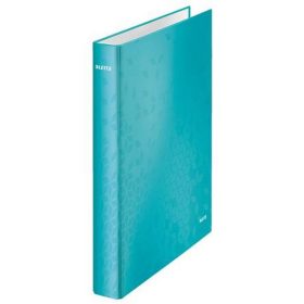   Gyűrűs könyv, 4 gyűrű, D alakú, 40 mm, A4 Maxi, karton, LEITZ "Wow", jégkék