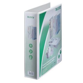   Gyűrűs könyv, panorámás, 4 gyűrű, D alakú, 77 mm, A4 Maxi, PP, LEITZ, fehér