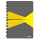 Spirálfüzet, A5, vonalas, 90 lap, laminált karton borító, LEITZ "Office", szürke-sárga
