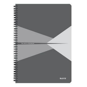   Spirálfüzet, A4, vonalas, 90 lap, PP borító, LEITZ "Office", szürke