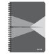 Spirálfüzet, A5, vonalas, 90 lap, PP borító, LEITZ "Office", szürke