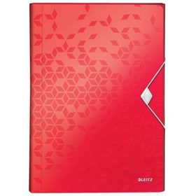   Harmonikamappa, A4, PP, 6 rekeszes, LEITZ "Wow", piros