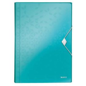   Harmonikamappa, A4, PP, 6 rekeszes, LEITZ "Wow", jégkék