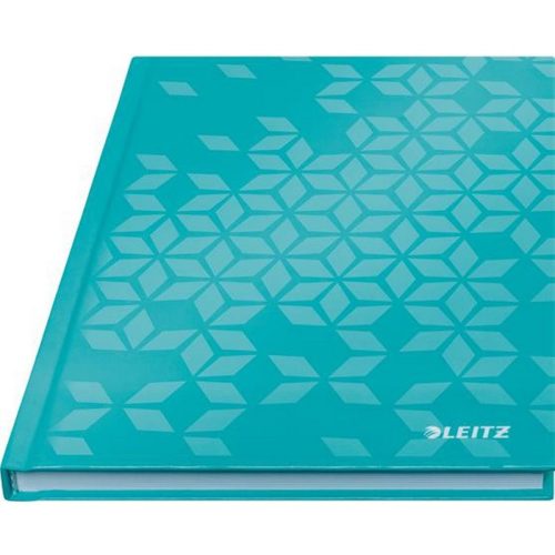Beíró, A5, kockás, 80 lap, keményfedeles, LEITZ "Wow", jégkék