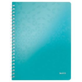   Spirálfüzet, A4, kockás, 80 lap, LEITZ "Wow", jégkék