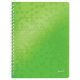 Spirálfüzet, A4, kockás, 80 lap, LEITZ "Wow", zöld