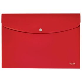   Irattartó tasak, A4, PP, patentos, LEITZ "Recycle", piros