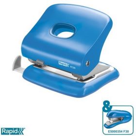   Lyukasztó, kétlyukú, 30 lap, RAPID "FC30", élénk kék