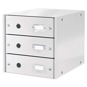   Irattároló, laminált karton, 3 fiókos, LEITZ "Click&Store", fehér