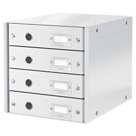   Irattároló, laminált karton,  4 fiókos, LEITZ "Click&Store", fehér