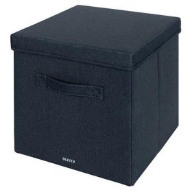   Doboz, szövet borítású, L méret, LEITZ "Fabric", sötétszürke