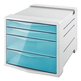  Irattároló, műanyag, 4 fiókos, ESSELTE "Colour'Breeze", áttetsző kék