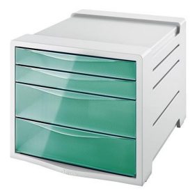   Irattároló, műanyag, 4 fiókos, ESSELTE "Colour'Breeze", áttetsző zöld