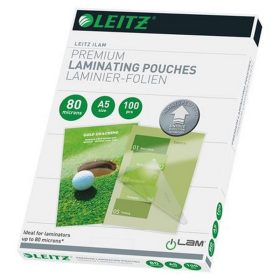   Meleglamináló fólia, 80 mikron, A5, fényes, UDT technológiával, LEITZ "iLam"