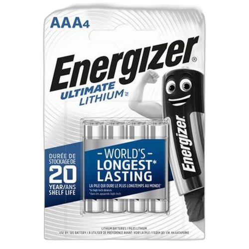 Elem, AAA mikro, 4 db, Lítium, ENERGIZER "Ultimate Lithium"