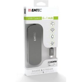  USB elosztó-HUB, USB-C/USB 3.1/HDMI/SD kártya, EMTEC "T650C"
