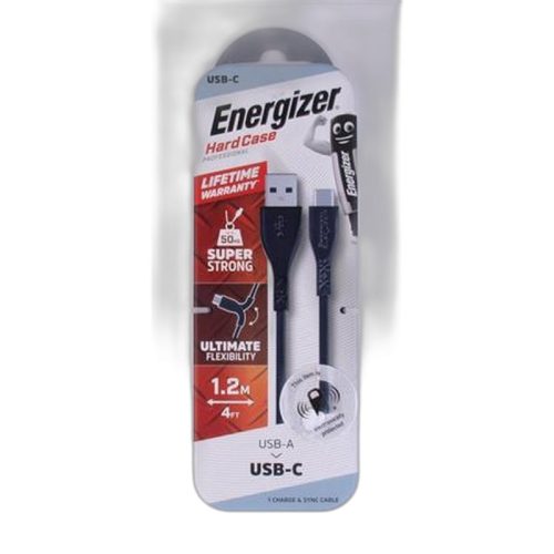 USB kábel, USB-A - USB-C, 1,2m, extra tartós, ENERGIZER, fekete