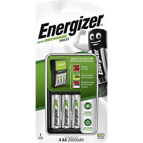 Elemtöltő, AA ceruza/AAA mikro, 4x2000 mAh AA, ENERGIZER "Maxi"