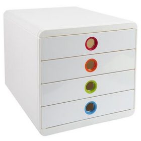   Irattároló, műanyag, 4 fiókos, EXACOMPTA "Pop-Box", fehér
