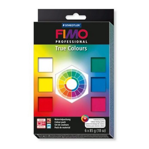 Gyurma készlet, 6x85 g, égethető, FIMO "Professional True Colours", 6 különböző szín