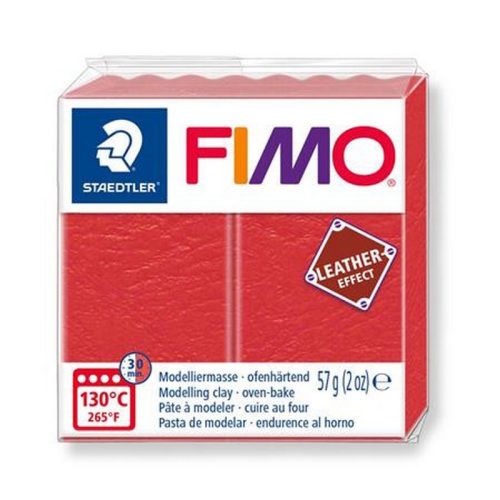 Gyurma, 57 g, égethető, FIMO "Leather Effect", dinnyepiros