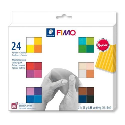 Gyurma, készlet, 24x25g, égethető,  FIMO "Soft Basic", 24 különböző szín