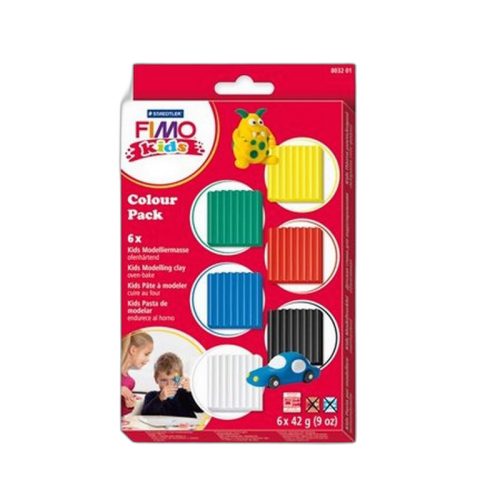 Gyurma készlet, 6x42 g, égethető, FIMO "Kids Color Pack", 6 alapszín