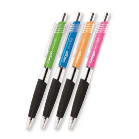   Golyóstoll, 0,35 mm, nyomógombos, vegyes színű, áttetsző test, FLEXOFFICE "Tango", kék