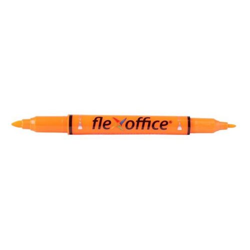 Szövegkiemelő, 1,0/4,0 mm, kétvégű, FLEXOFFICE "HL01", narancs