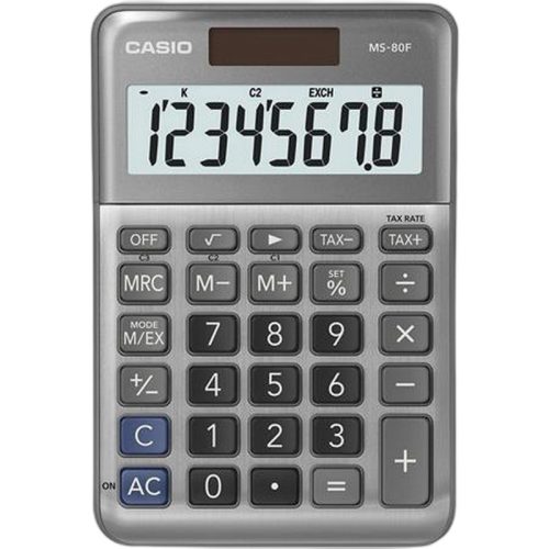 Számológép, asztali, 8 számjegy, CASIO "MS-80 F", szürke