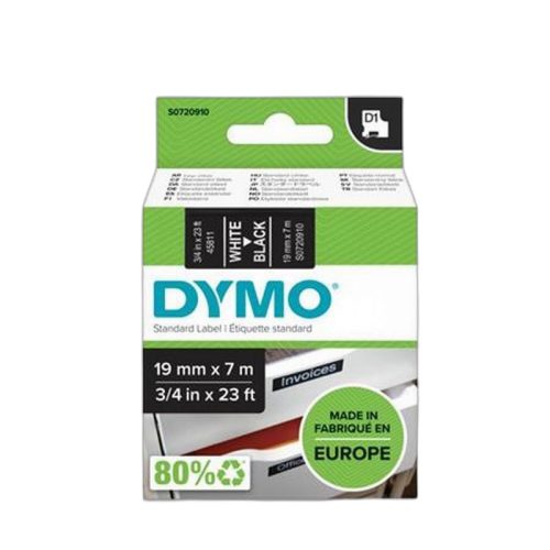 Feliratozógép szalag, 19 mm x 7m  DYMO "D1", fekete-fehér