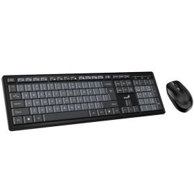   Egér- és billentyűzet készlet, vezeték nélküli, USB, HUN, GENIUS "KM-8200", fekete-szürke
