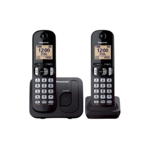 Telefon, vezeték nélküli, telefonpár, PANASONIC "KX-TGC212PDB Duo, fekete