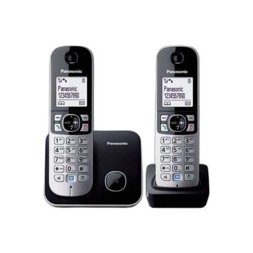 Telefon, vezeték nélküli, telefonpár, PANASONIC "KX-TG6812PDB Duo", fekete