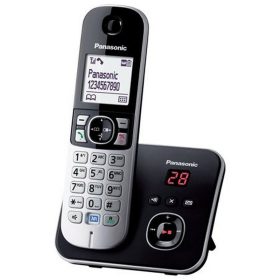   Telefon, vezeték nélküli, üzenetrögzítő, PANASONIC "KX-TG6821PDB", fekete