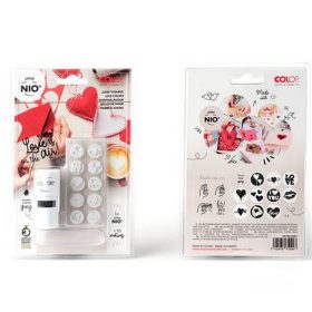   Bélyegző, kirakós, 10 motívummal, "Nio Szerelem", fehér ház, fekete párnával