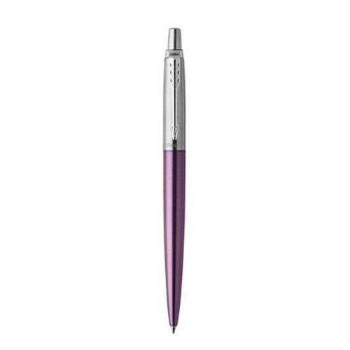 Golyóstoll, 0,7 mm, ezüst színű klip, victoria ibolya kék tolltest, PARKER, "Royal Jotter"...