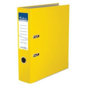   Iratrendező, 75 mm, A4, PP/karton, élvédő sínnel, VICTORIA OFFICE, "Basic", sárga
