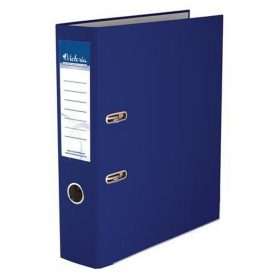   Iratrendező, 75 mm, A4, PP/karton, élvédő sínnel, VICTORIA OFFICE, "Basic", sötétkék