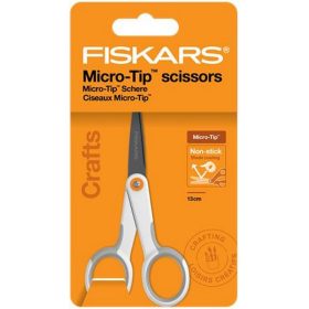   Olló, általános, tapadásmentes, 13 cm, FISKARS "MicroTip Titanium", fehér