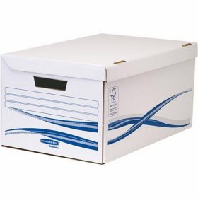   Csapófedeles archiválókonténer, karton, nagy, FELLOWES "Bankers Box Basic", kék-fehér