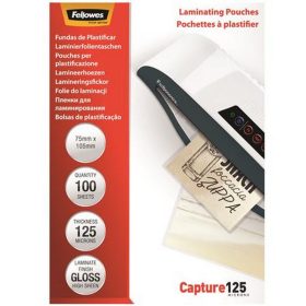   Meleglamináló fólia, 125 mikron, 75x105 mm, fényes, 100 db, FELLOWES