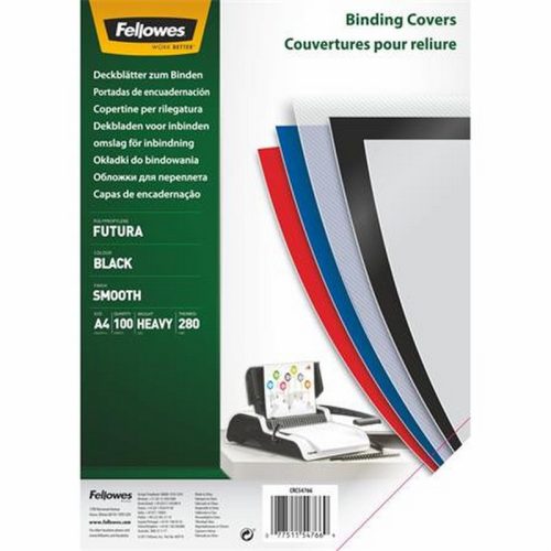 Hátlap, A4, 280 mikron, polipropilén, matt, FELLOWES "Futura", fekete