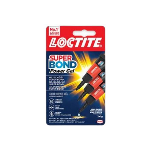 Pillanatragasztó gél, 3 x 1 g, HENKEL "Loctite Super Bond POWER Gél Mini Trio"