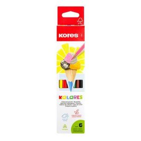   Színes ceruza készlet, háromszögletű, KORES "Triangular", 6 különböző szín