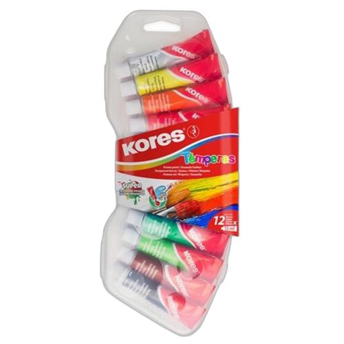 Tempera készlet, 12 ml, KORES, 12 különböző szín