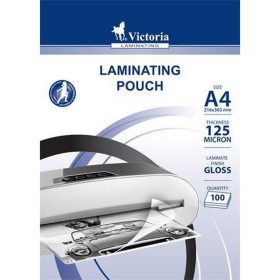   Meleglamináló fólia, 125 mikron, A4, fényes, VICTORIA OFFICE