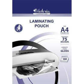   Meleglamináló fólia, 75 mikron, A4, fényes, VICTORIA OFFICE